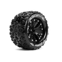 Louise RC MT-SPIDER 1-10 Monster Truck Tire Set Mounted Sport Black 2.8 Wheels 0-Offset Hex 12mm LR-T3203SB