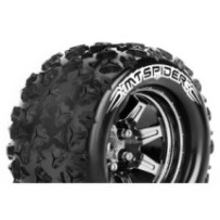 Louise RC MT-SPIDER 1-10 Monster Truck Tire Set Mounted Sport Black Chrome 2.8 Wheels Hex 14mm LR-T3203SBCM