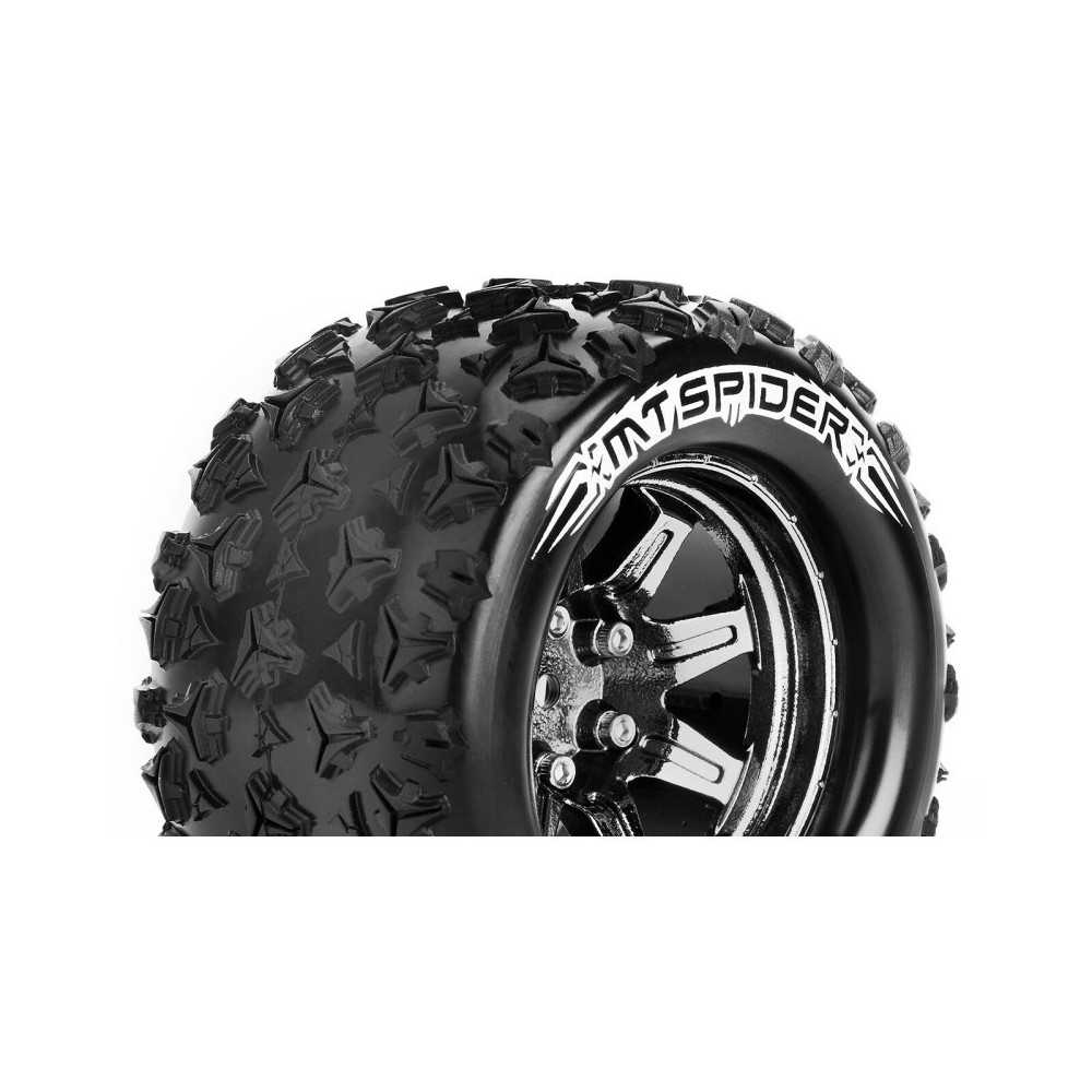 Louise RC MT-SPIDER 1-10 Monster Truck Tire Set Mounted Sport Black Chrome 2.8 Wheels Hex 14mm LR-T3203SBCM