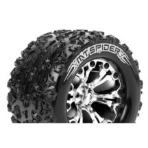 Louise RC MT-SPIDER 1-10 Monster Truck Tire Set Mounted Sport Chrome 2.8 Wheels 0-Offset Hex 12mm LR-T3203SC