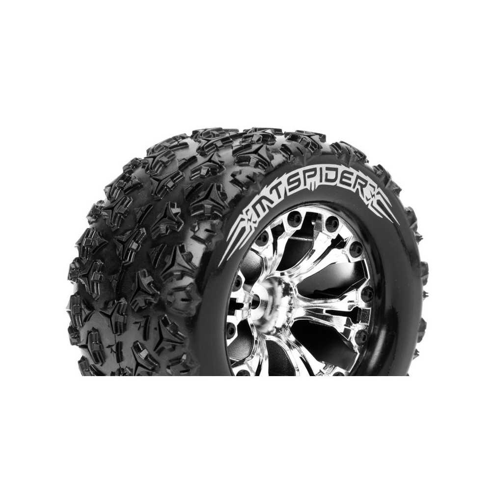 Louise RC MT-SPIDER 1-10 Monster Truck Tire Set Mounted Sport Chrome 2.8 Wheels 0-Offset Hex 12mm LR-T3203SC Louise RC MT-SPIDER 1-10 Monster Truck Tire Set Mounted Sport Chrome 2.8 Wheels 0-Offset Hex 12mm LR-T3203SC