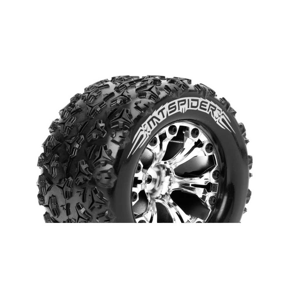 Louise RC MT-SPIDER 1-10 Monster Truck Tire Set Mounted Sport Chrome 2.8 Wheels 1/2-Offset LR-T3203SCH Louise RC MT-SPIDER 1-10 Monster Truck Tire Set Mounted Sport Chrome 2.8 Wheels 1/2-Offset LR-T3203SCH