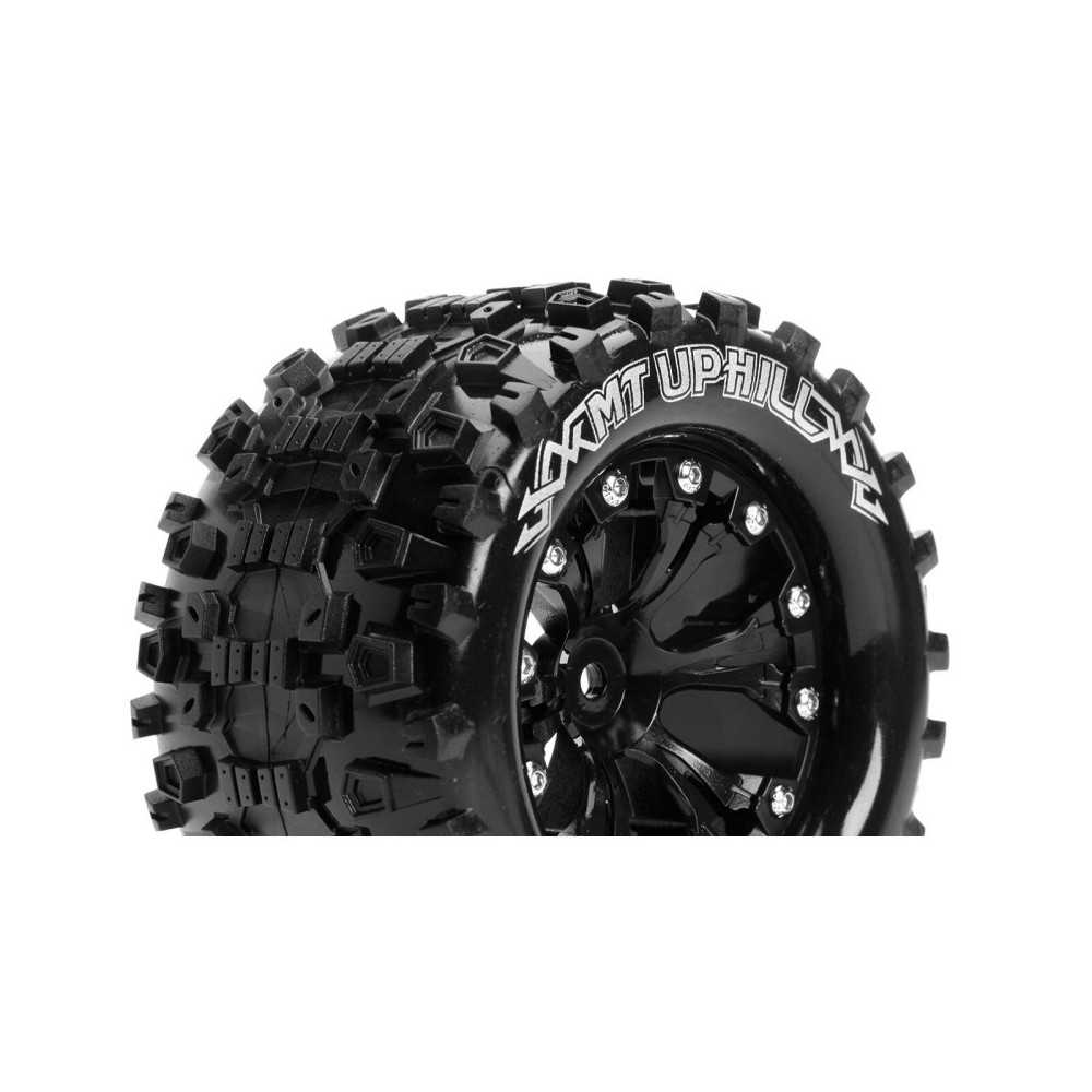 Louise RC MT-UPHILL 1-10 Monster Truck Tire Set Mounted Sport Black 2.8 Wheels 0-Offset Hex 12mm LR-T3204SB