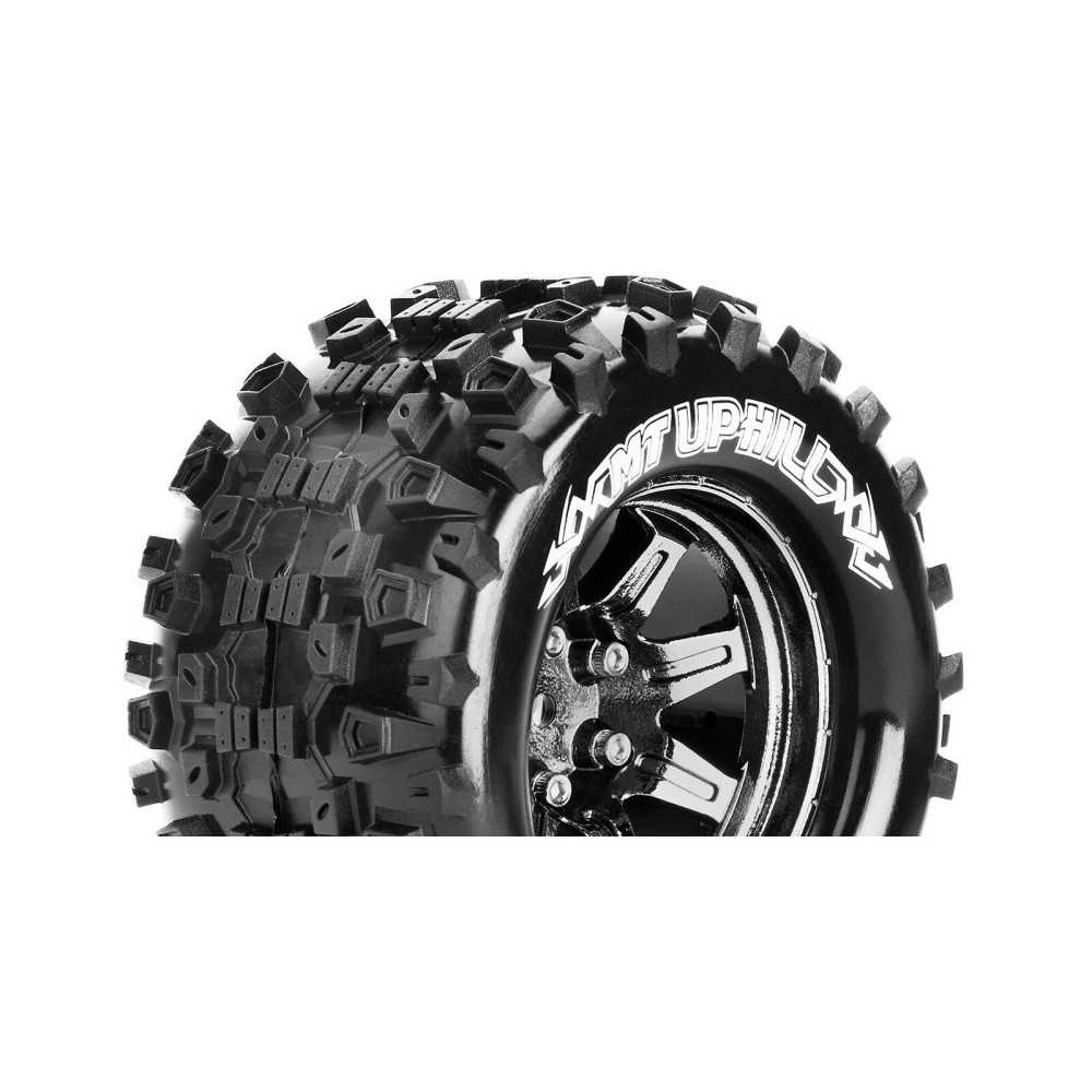 Louise RC MT-UPHILL 1-10 Monster Truck Tire Set Mounted Sport Black Chrome 2.8 Wheels Hex 14mm LR-T3204SBCM