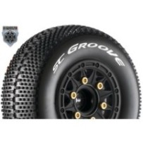 Louise RC SC-GROOVE 1-10 Short Course Tire Set Mounted Soft Black Wheels Removable 1 LR-T3146SB