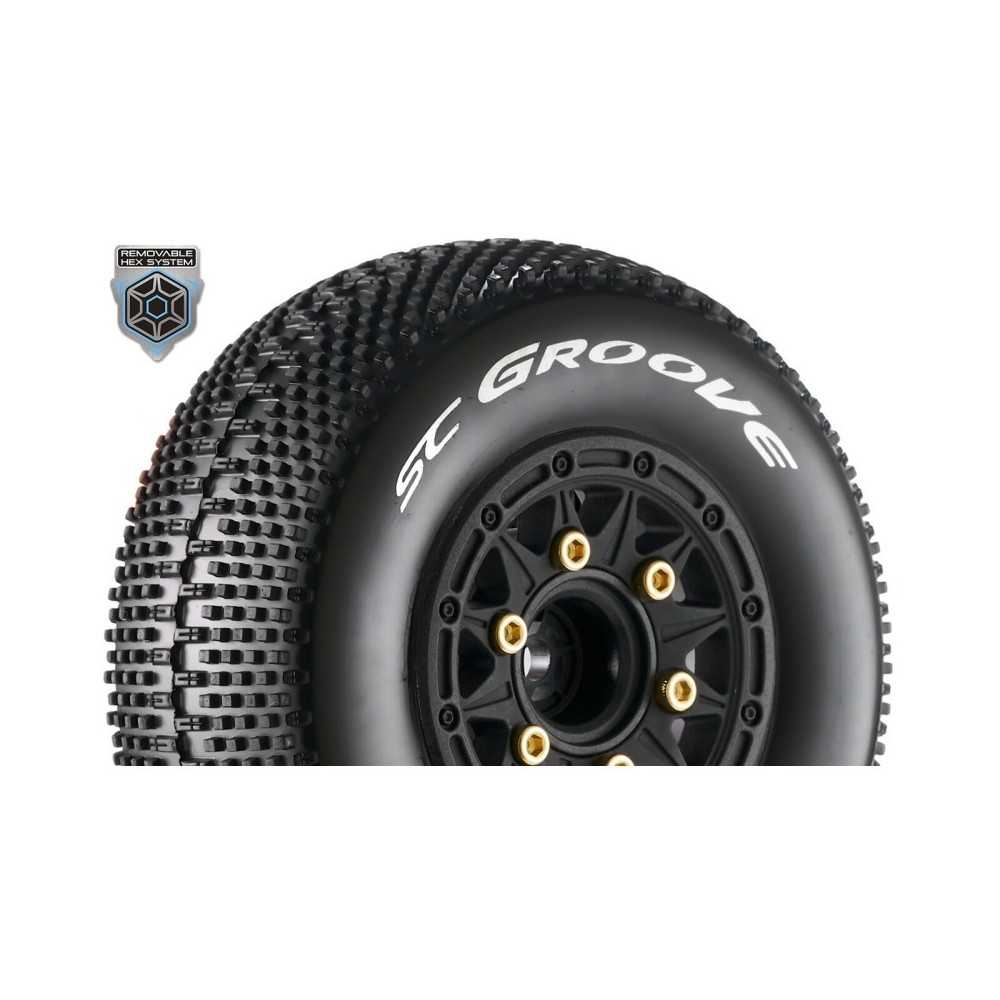 Louise RC SC-GROOVE 1-10 Short Course Tire Set Mounted Soft Black Wheels Removable 1 LR-T3146SB Louise RC SC-GROOVE 1-10 Short Course Tire Set Mounted Soft Black Wheels Removable 1 LR-T3146SB