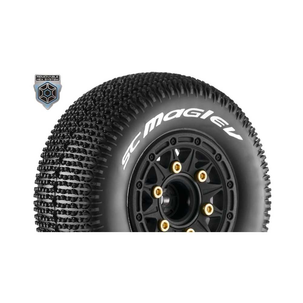 Louise RC SC-MAGLEV 1-10 Short Course Tire Set Mounted Soft Black Wheels Removable 1 LR-T3145SB