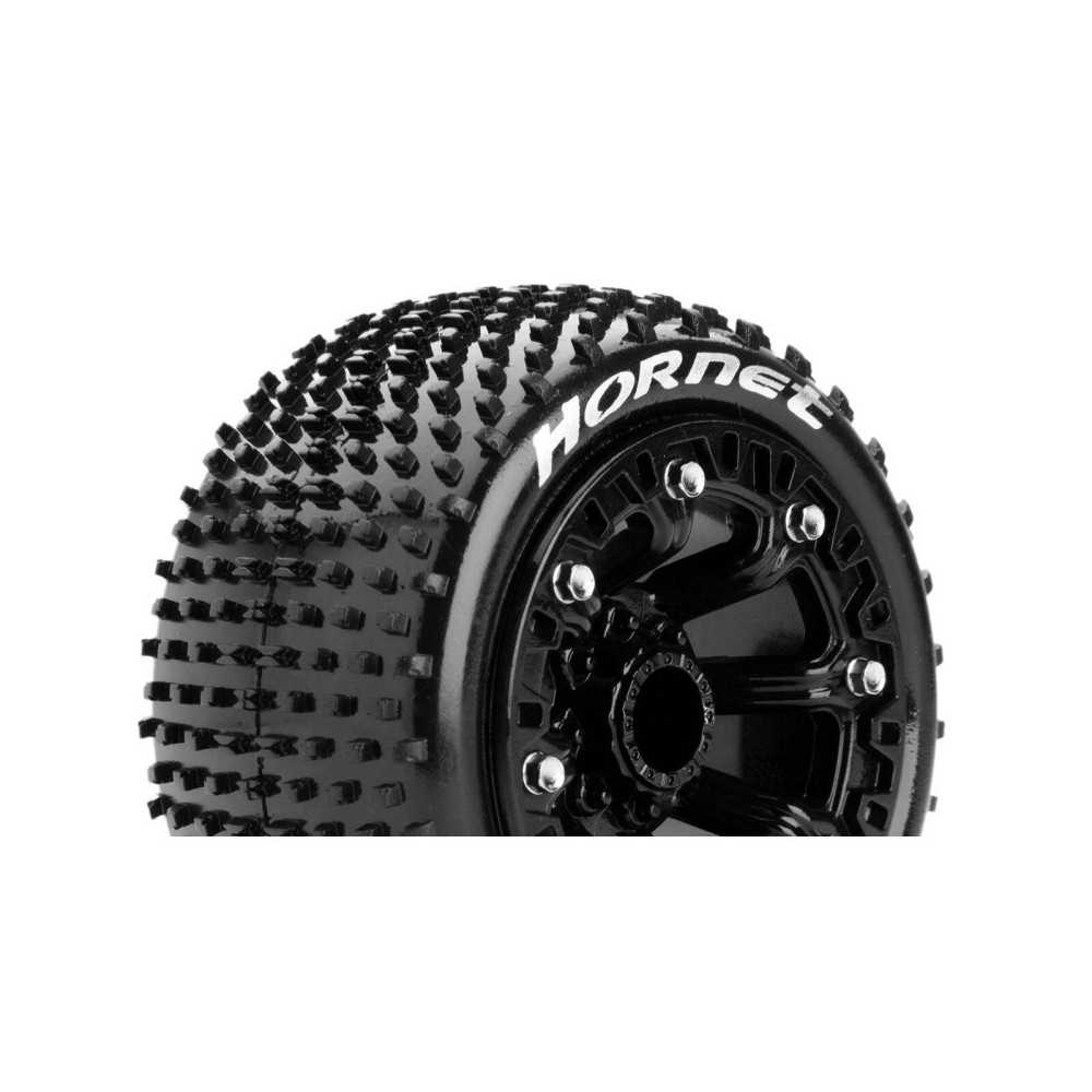 Louise RC ST-HORNET 1-16 Truck Tire Set Mounted Sport Black 2.2 Wheels Hex 12mm LR-T3172SB